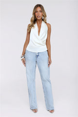 Daylight Darling Satin Halter Top White