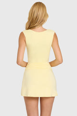 Modal Wrap Mini Dress in Butter