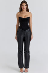 black velvet sculpting strapless corset top