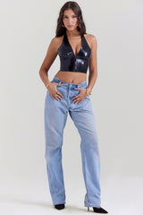 black latex halter top