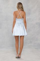 Sakura Dreams Satin Mini Dress Blue