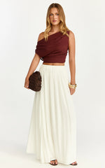 Anessa Maxi Skirt - Elastic Waist Maxi Skirt With Thigh Split in Natural